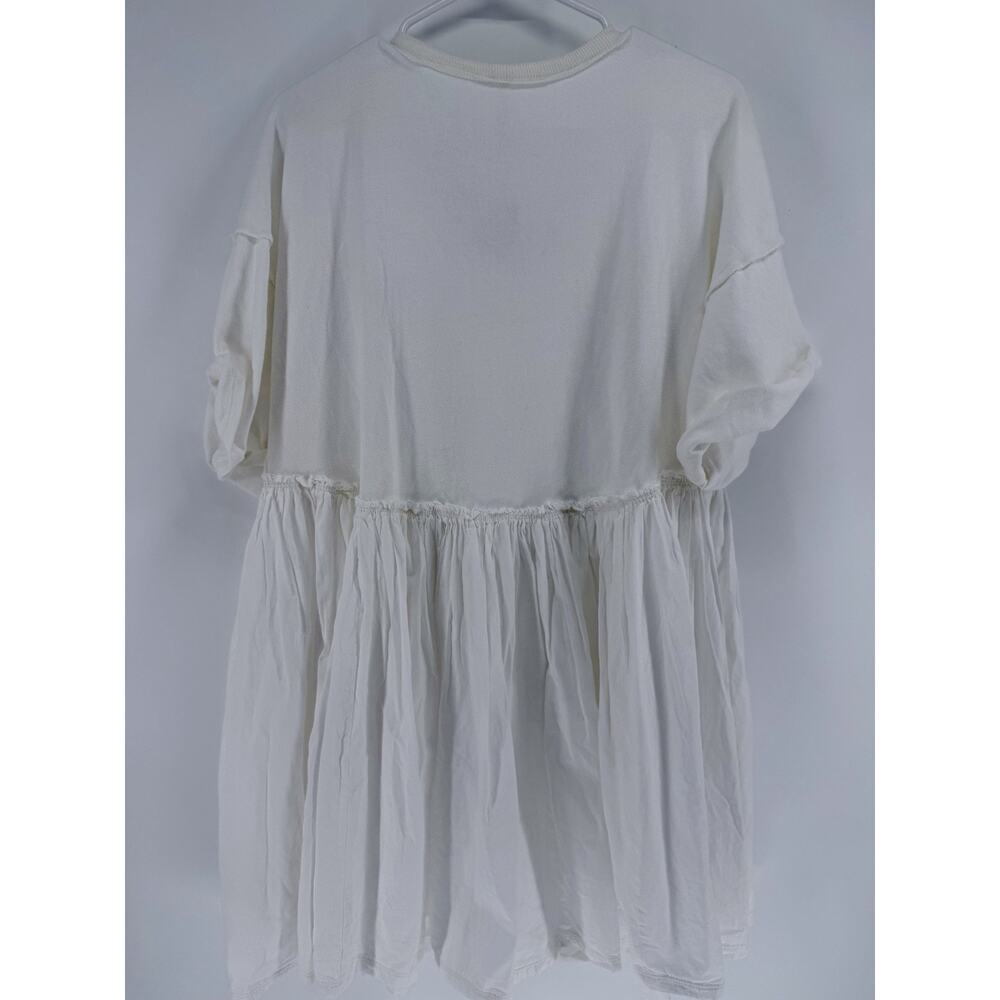 NEW Free People Catalina Mini Dress Babydoll Sweetheart Pleating Ivory Large - Picture 7 of 11